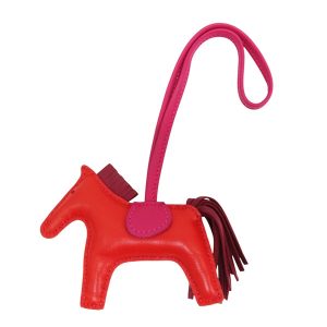 HERMES 紅色 牛皮 Rodeo PM 掛飾 YAA